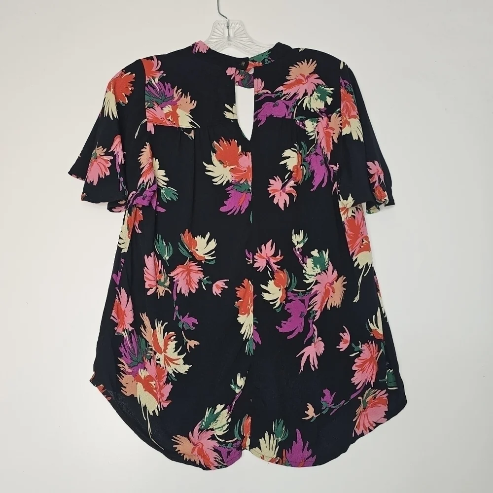 ANTHROPOLOGIE Maeve Black Bella Floral Choker Top Size L